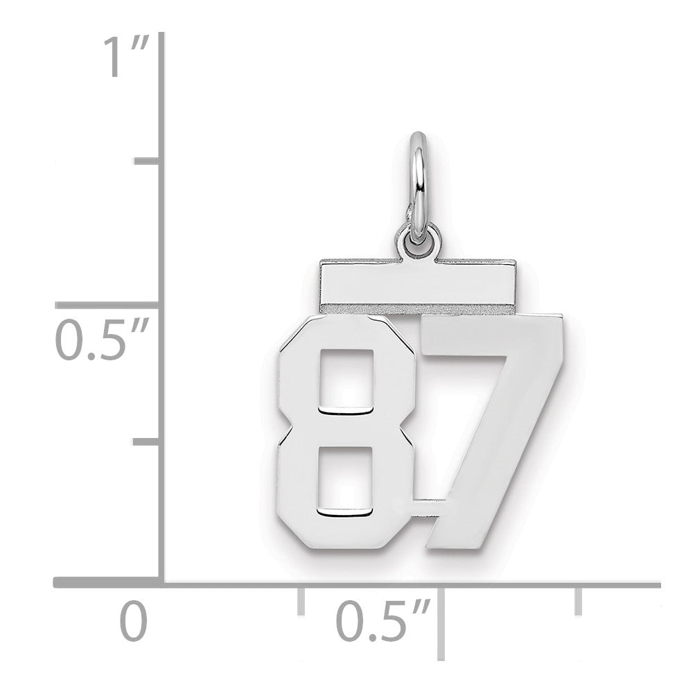 Sterling Silver/Rhodium-plated Polished Number 87 Charm