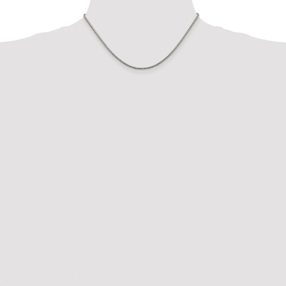 Sterling Silver Rhodium-plated 1.75mm Diamond-cut Round Box Chain