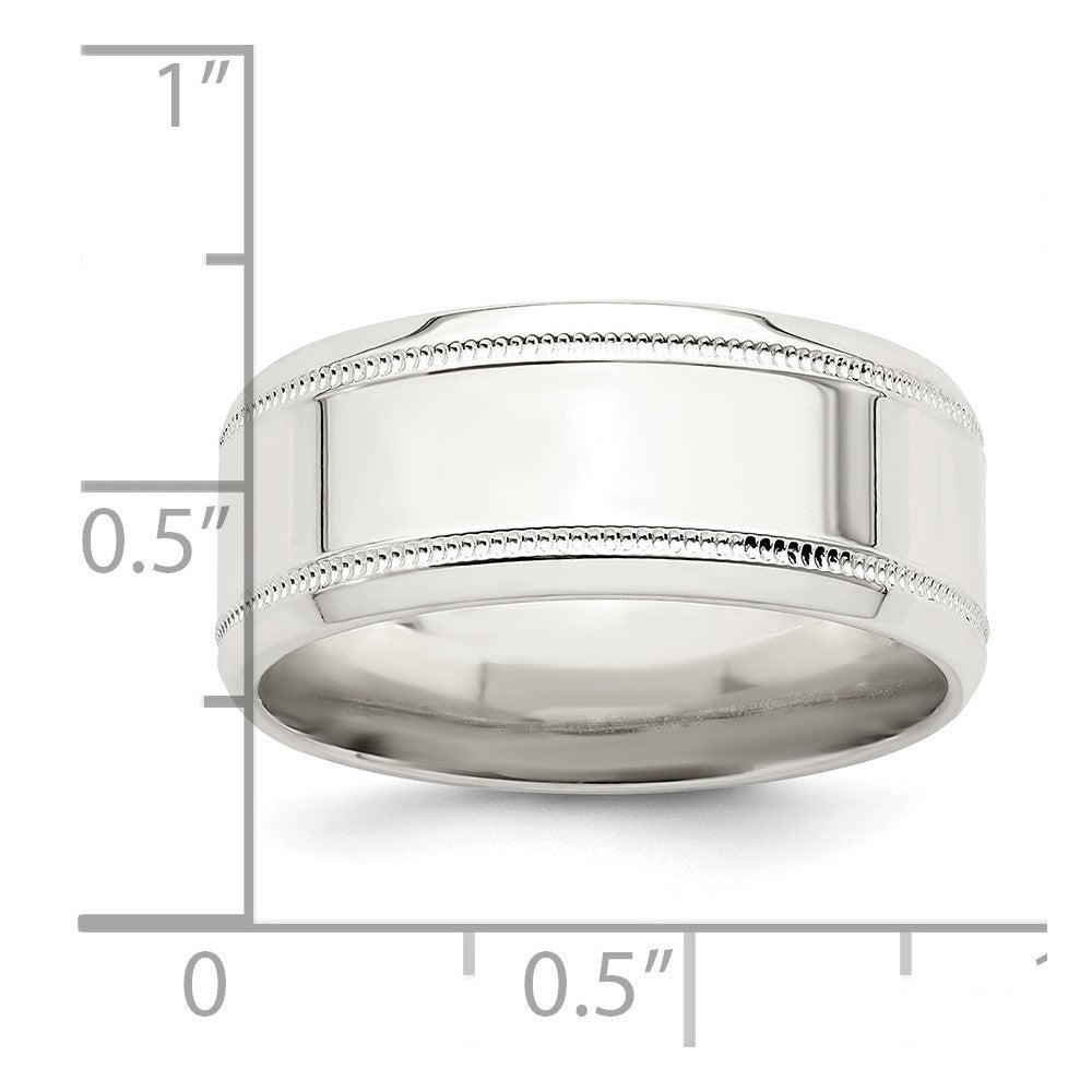 Sterling Silver 8mm Polished Milgrain Band Size 7