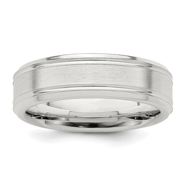 Sterling Silver 6mm Brushed Fancy Band Size 7