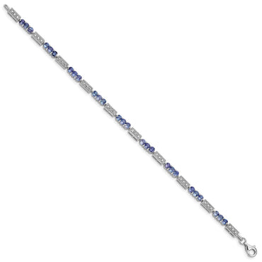 Sterling Silver Rhodium-plated Tanzanite and Diamond Bracelet