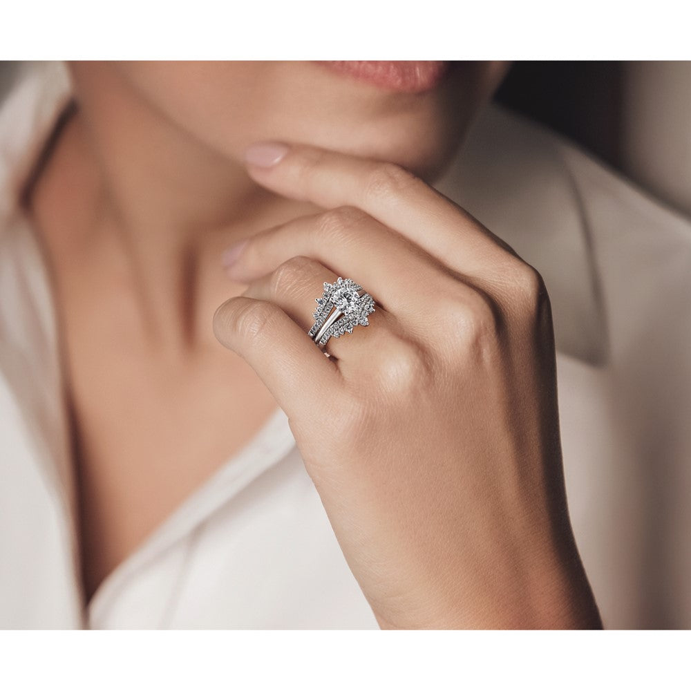 14k White Gold 1 ct Lab Grown Diamond VS/SI+ G+ Complete Ring Guard