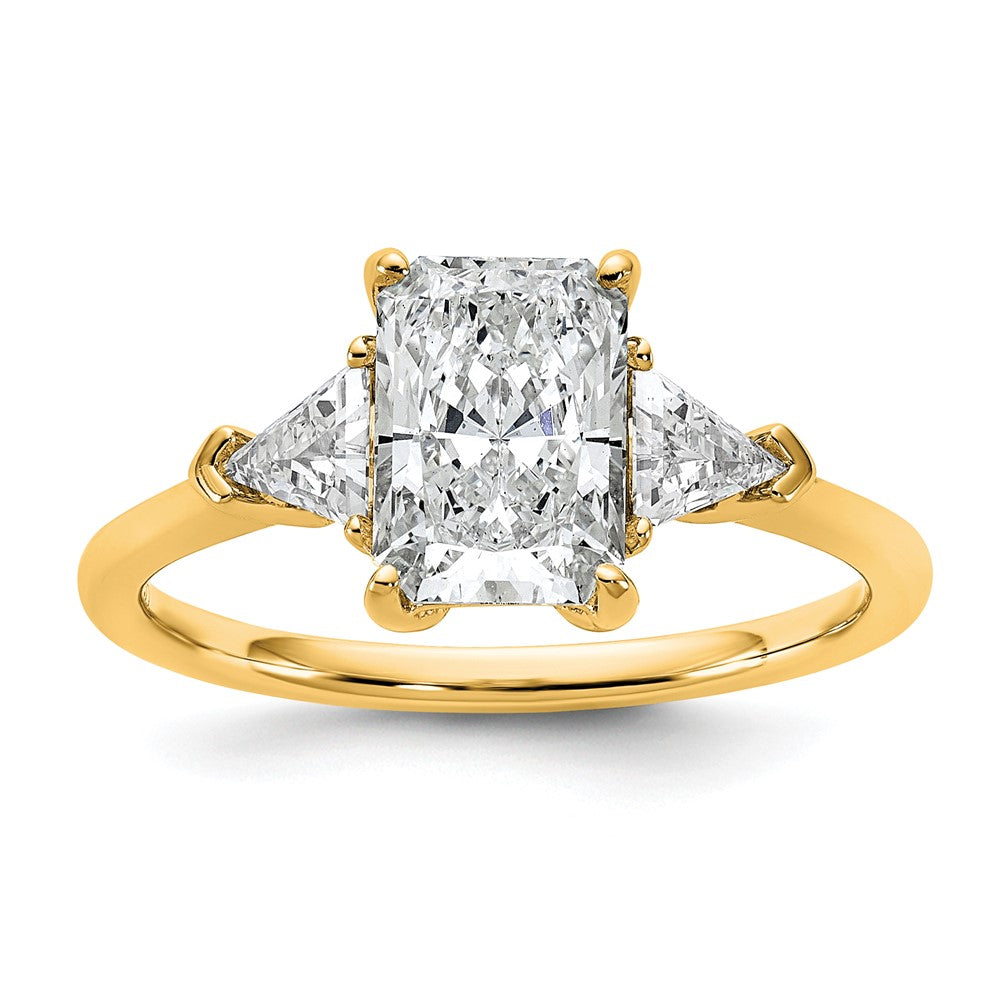 14k 1/2ct Lab Grown Diamond VS+ F+ Triangle 1 1/2ct Radiant Semi Eng Ring