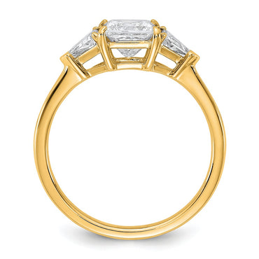 14k 1 1/2ct Cert Lab Grown Diamond VS+ F+ Princess/Trillion Comp Eng Ring
