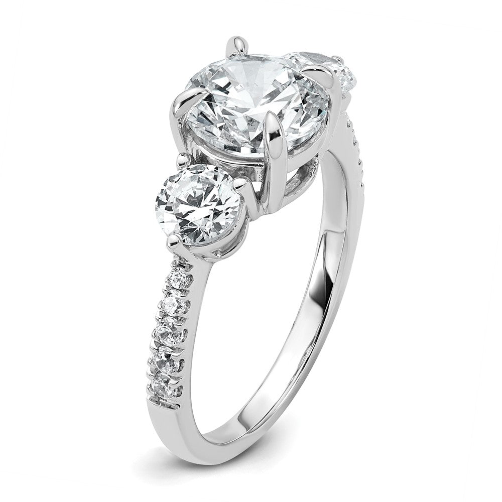 14kw 1ct Lab Grown Diamond VS+ F+ Round Semi Mount 3 Stone Eng Ring