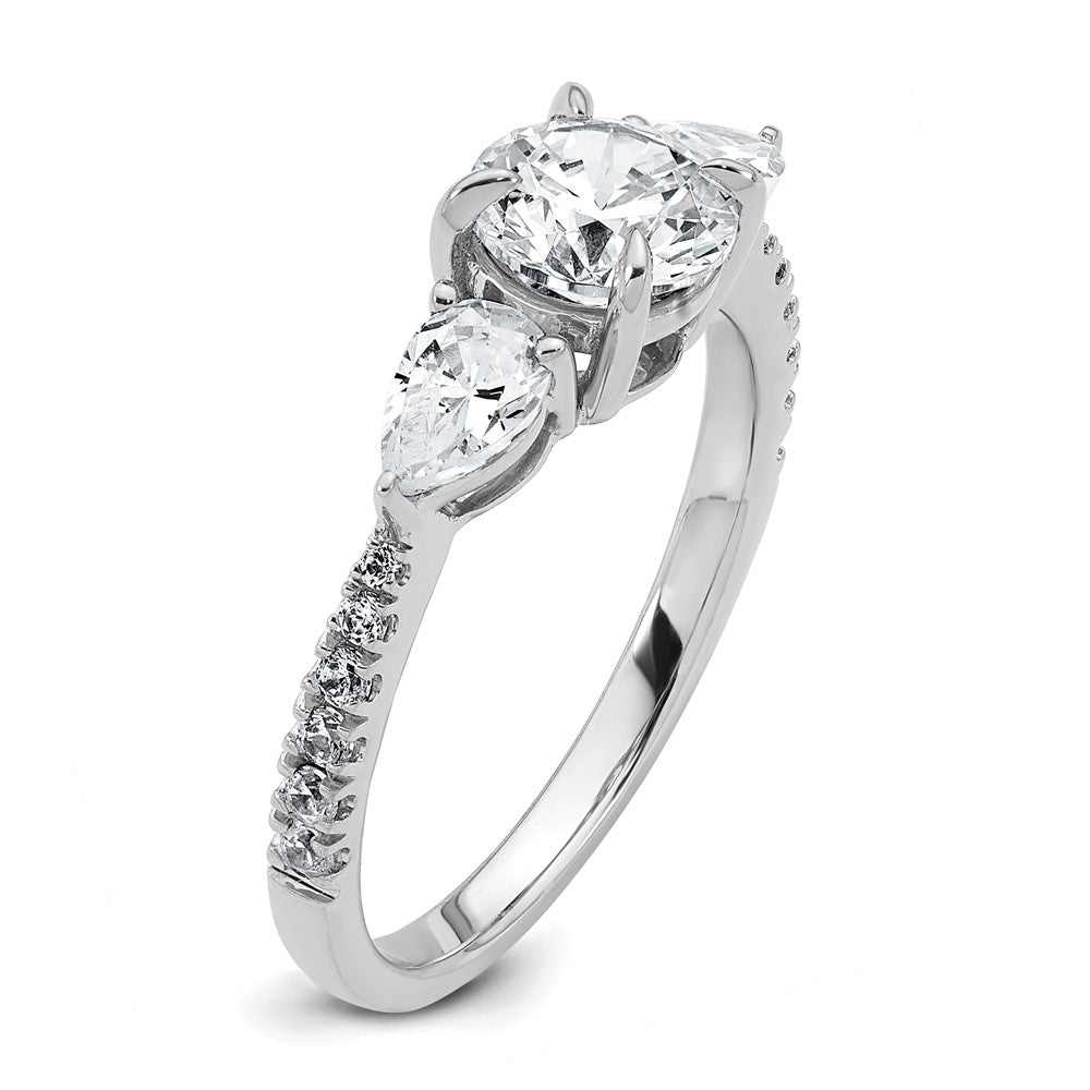 14kw 1 5/8ct Lab Grown Diamond VS+F+ Round Comp 3 Stone Eng Ring