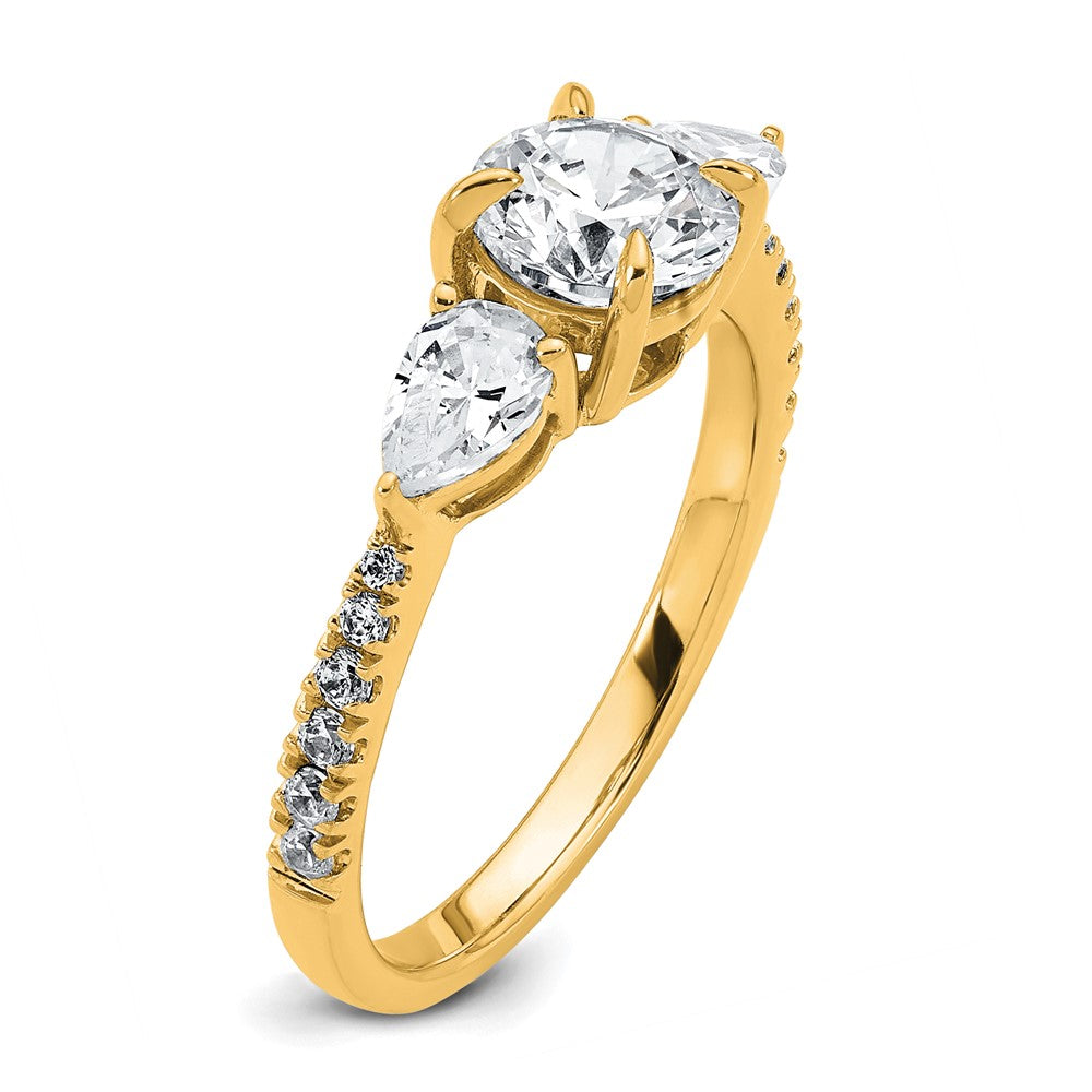 14k 1 5/8ct Cert Lab Grown Diamond VS+F+ Round Comp 3 Stone Eng Ring