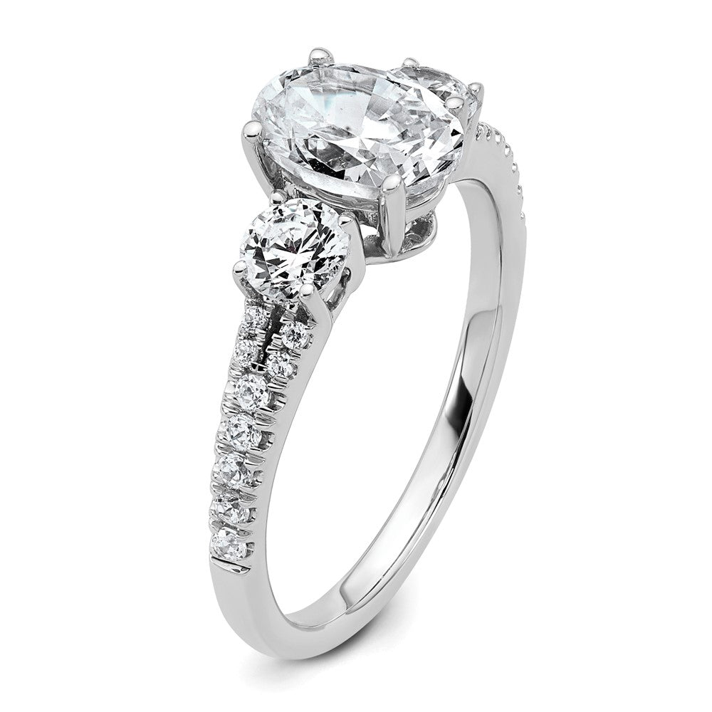14kw 5/8ct Lab Grown Diamond VS+ F+ Oval S/M 3 Stone Eng Ring