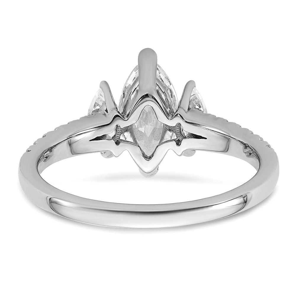14kw 1 1/2ct Lab Grown Diamond VS+ F+ Marquise Comp 3 Stone Eng Ring