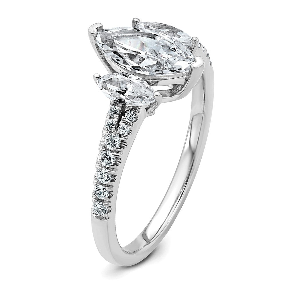 14kw 1 1/2ct Cert Lab Grown Diamond VS+ F+ Marquise Comp 3 Stone Eng Ring