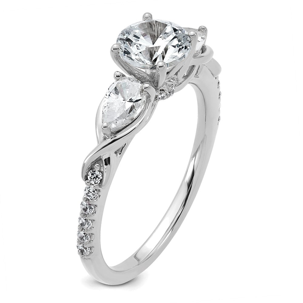14kw 5/8ct Lab Grown Dia VS+ F+ 1ct Center Round Semi 3 Stone Eng Ring