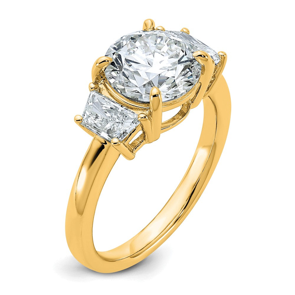 14k 3 1/2ct Cert Lab Grown Dia VS+ F+ Trapezoid Sidestones Comp Eng Ring