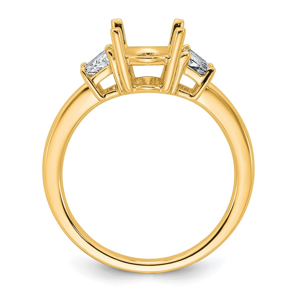 14k 3/4ct Lab Grown Dia VS+ F+ Trapezoid 2ct Oval Semi 3 Stone Eng Ring