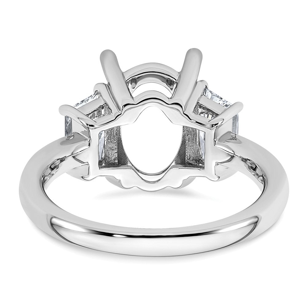 14kw 1ct Lab Grown Diamond VS+ F+ Trapezoid 3ct Oval Semi 3 Stone Eng Ring