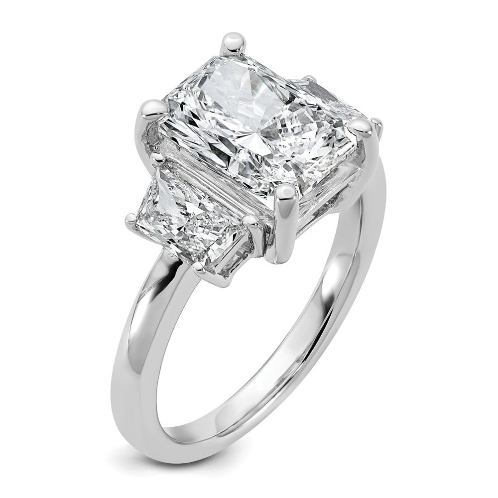 14kw 4ct Lab Grown Diamond VS+ F+ Radiant&Trapezoid Comp Eng Ring