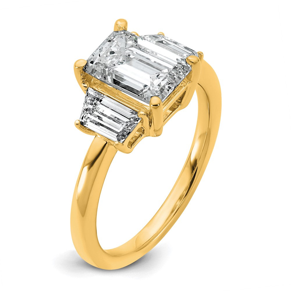 14k 2 3/4ct Cert Lab Grown Diamond VS+ F+ Emerald&Trapezoid Eng Ring