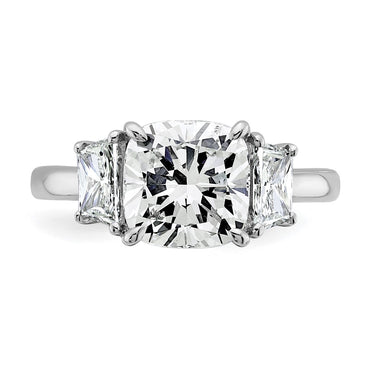 14kw 3 3/4ct Lab Grown Diamond VS+ F+ Cushion&1/2 Moon Comp Eng Ring
