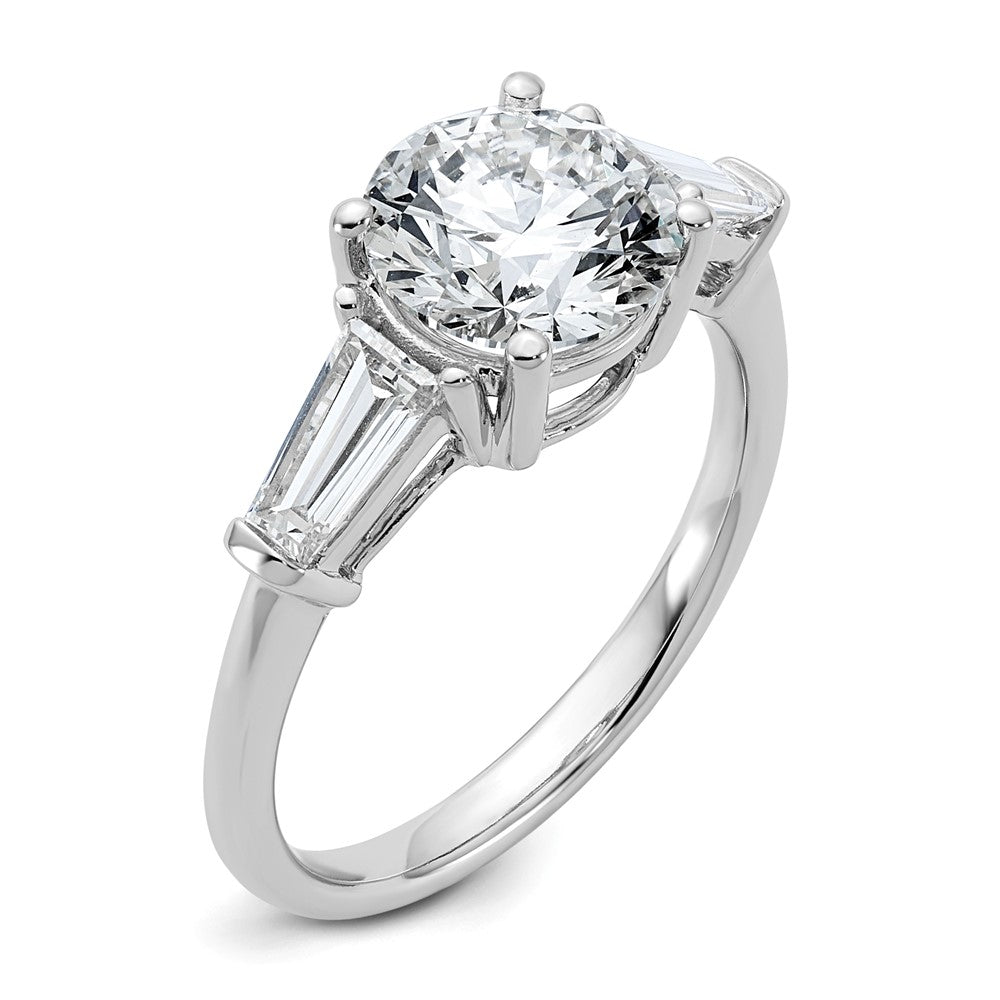 14kw 3ct Cert Lab Grown Dia VS+ F+&Baguette Comp 3 Stone Eng Ring