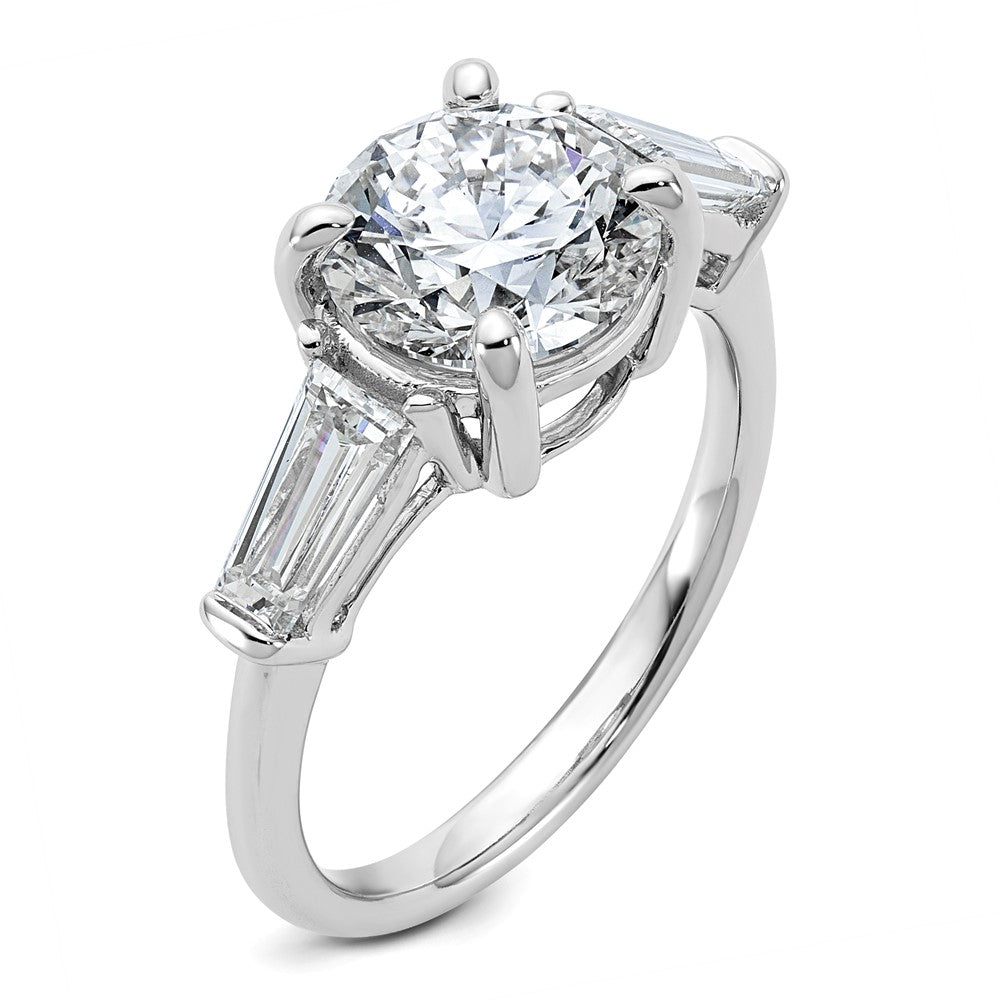 14kw 3 3/4ct Cert Lab Grown Dia VS+ F+&Baguette Comp 3 Stone Eng Ring