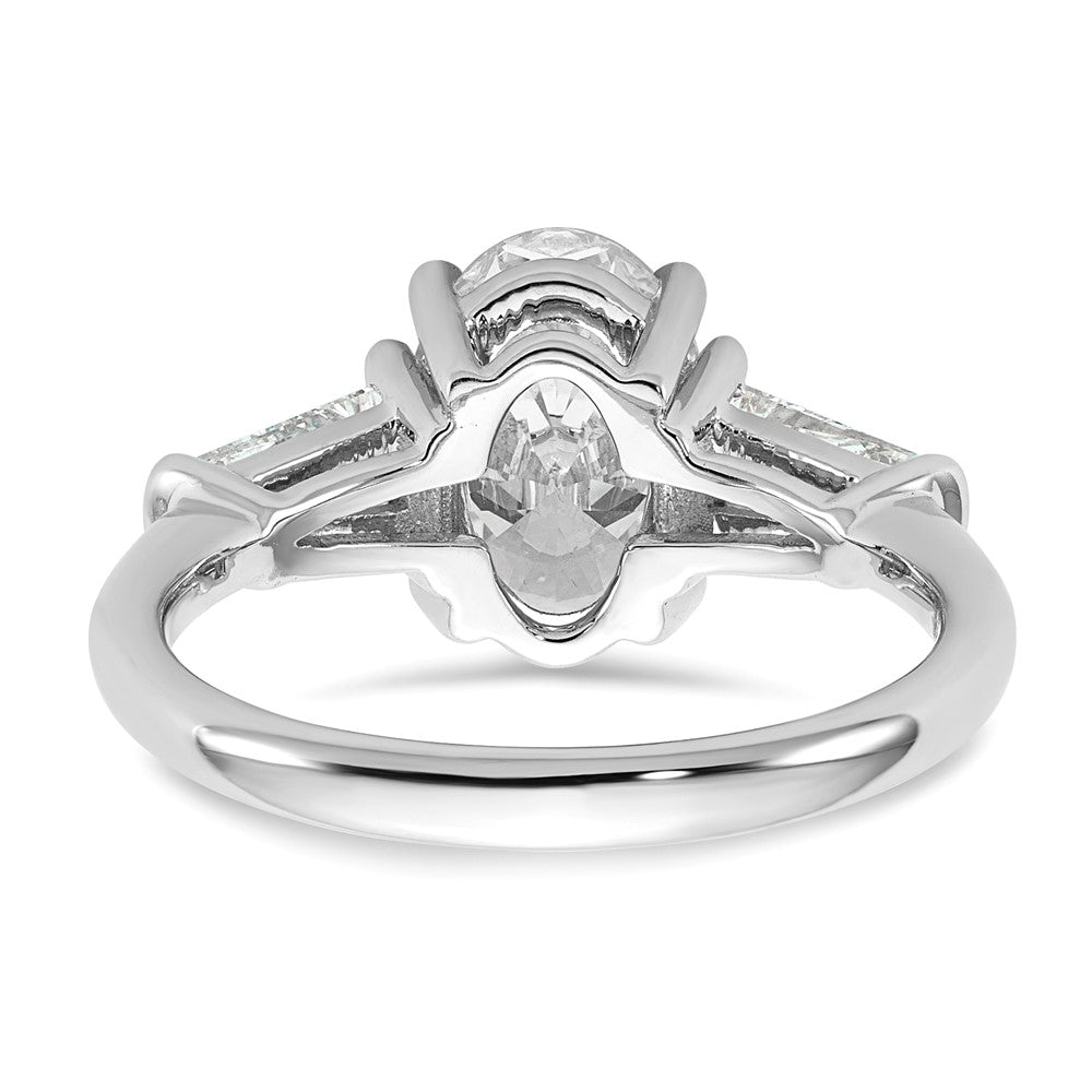 14kw 2 3/4ct Cert Lab Grown Dia VS+ F+ Oval/Baguette Comp 3 Stone Eng Ring
