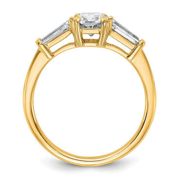14k 1 1/2ct Cert Lab Grown Dia VS+ F+ Radiant w/ Baguette Comp Eng Ring