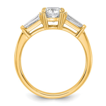 14k 1 1/2ct Cert Lab Grown Dia VS+ F+ Cushion&Baguette Comp Eng Ring
