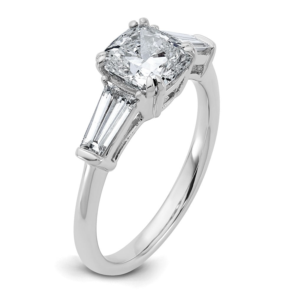 14kw 2ct Lab Grown Diamond VS+ F+ Cushion&Baguette Comp Eng Ring