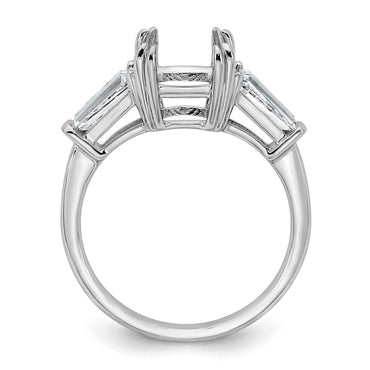 14kw 3/4ct Lab Grown Dia VS+ F+ Baguette 2 1/2ct Cushion Semi Eng Ring