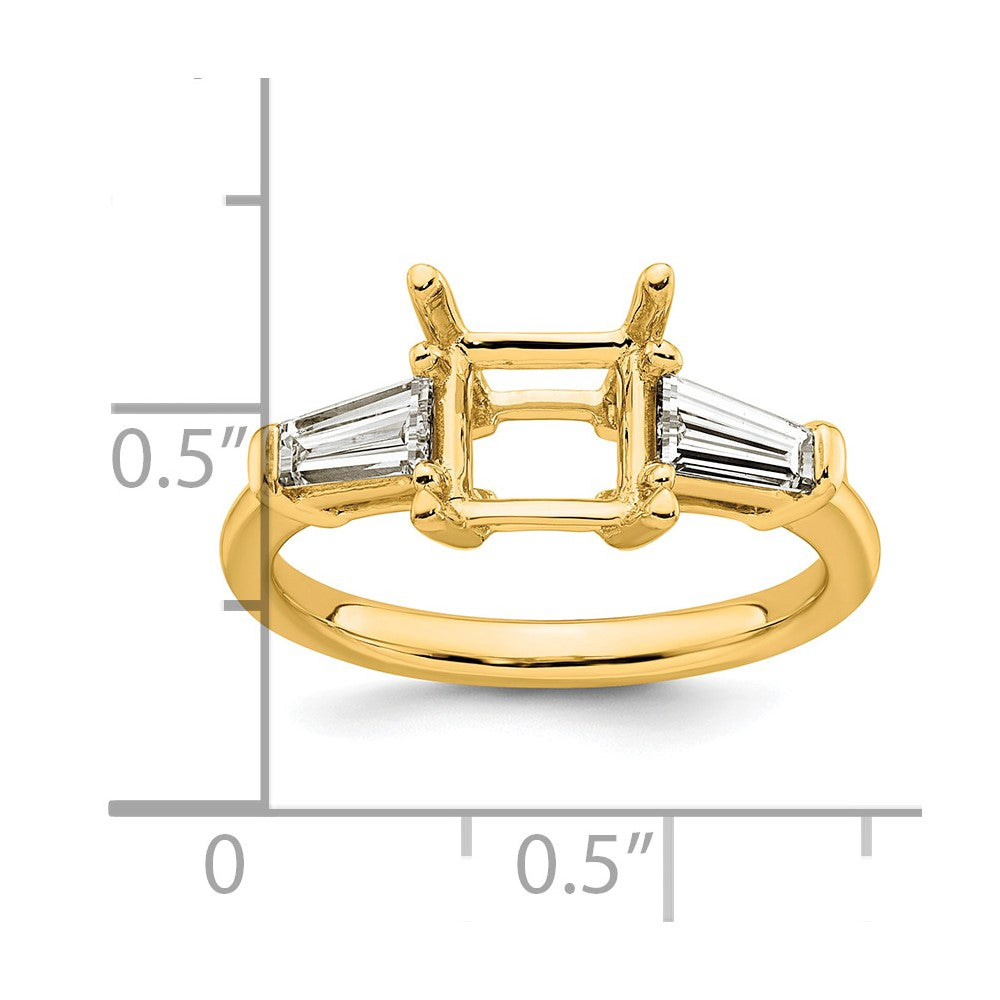 14k 3/4ct Lab Grown Dia VS+ F+ Baguette 1 1/2ct Princess Semi Eng Ring