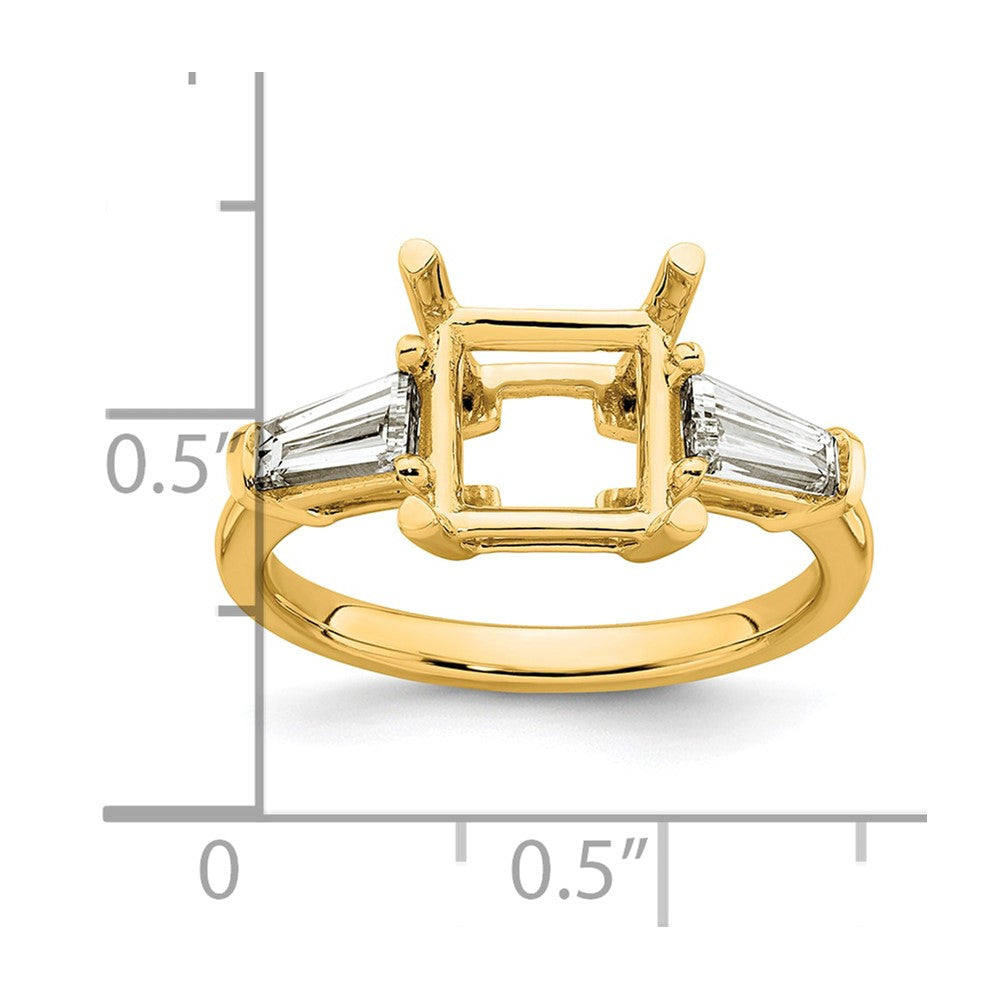 14k 3/4ct Lab Grown Diamond VS+ F+ Baguette 2 1/2ct Princess Semi Eng Ring