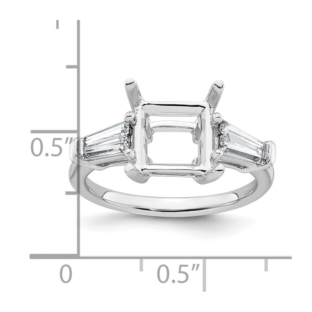 14kw 3/4ct Lab Grown Diamond VS+ F+ Baguette 3ct Princess Semi Eng Ring