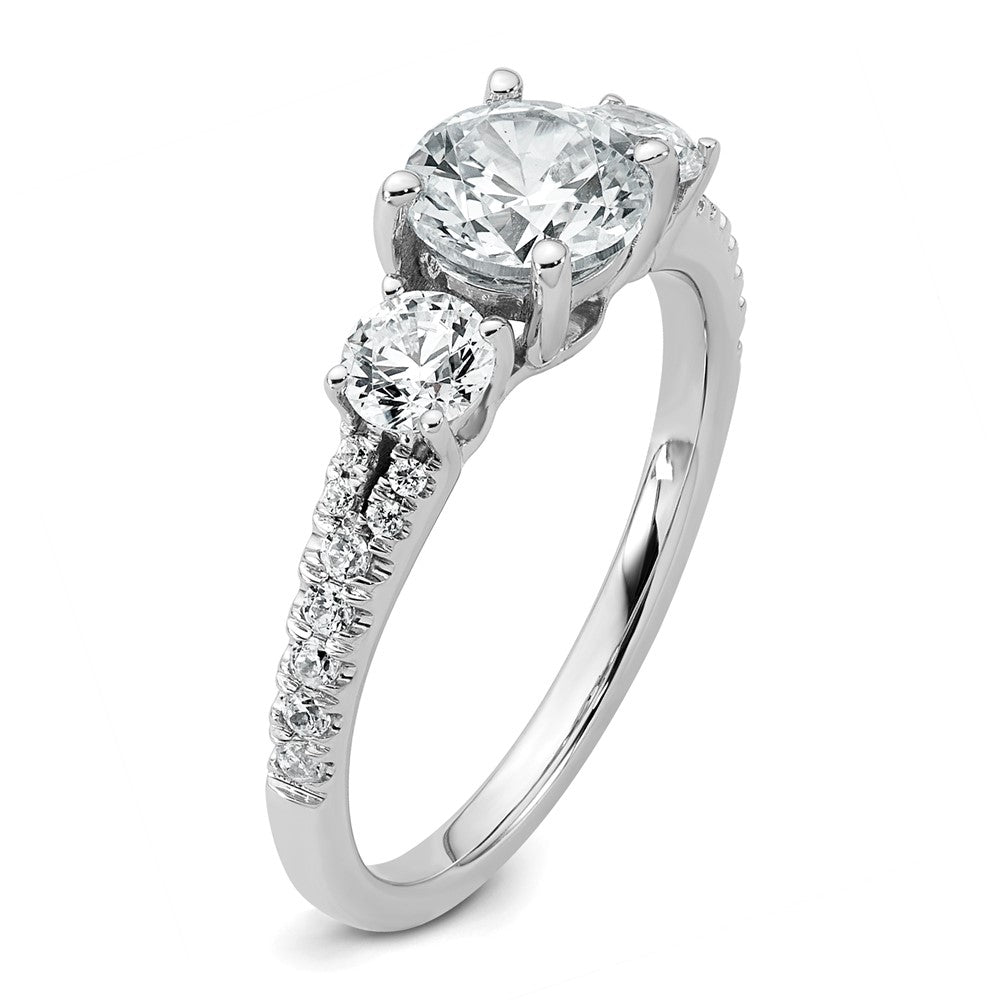 14kw 1 5/8ct Cert Lab Grown Diamond VS+ F+ Round Comp 3 Stone Eng Ring