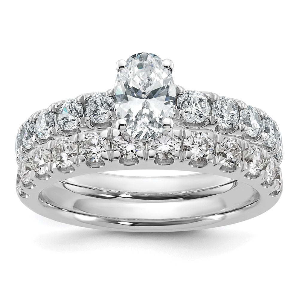 14k White Gold Cert 1 3/4ct Lab Grown Dia VS+ F+ Oval Comp Eng Ring