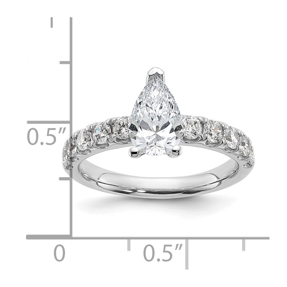 14k White Gold 1 3/4ct Cert Lab Grown Diamond VS+ F+ Pear Comp Eng Ring