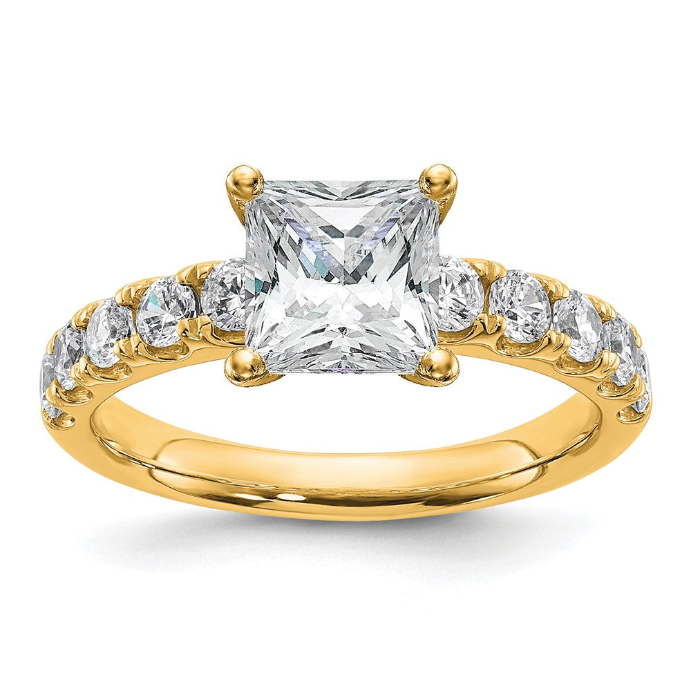 14k Cert 3 3/4ct Lab Grown Diamond VS+ F+ Princess Comp Eng Ring