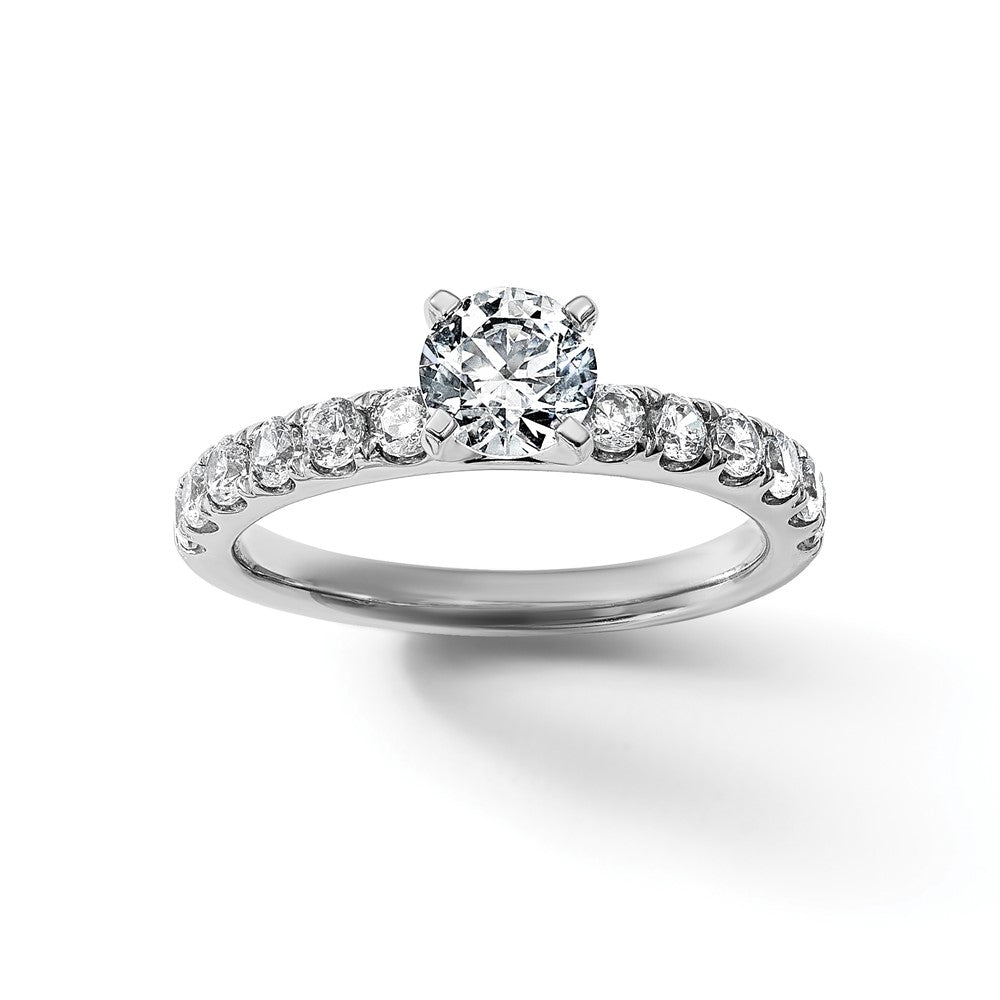 14k White Gold Cert 3 3/4ct Lab Grown Diamond VS+ F+ Round Comp Eng Ring