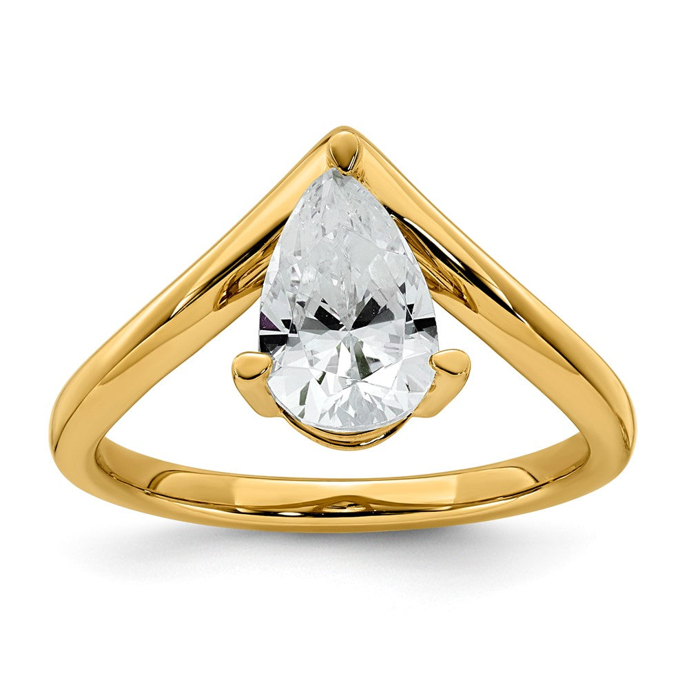 14ky Pear Certified Lab Grown VS/SI+ G+ Complete Diamond Ring