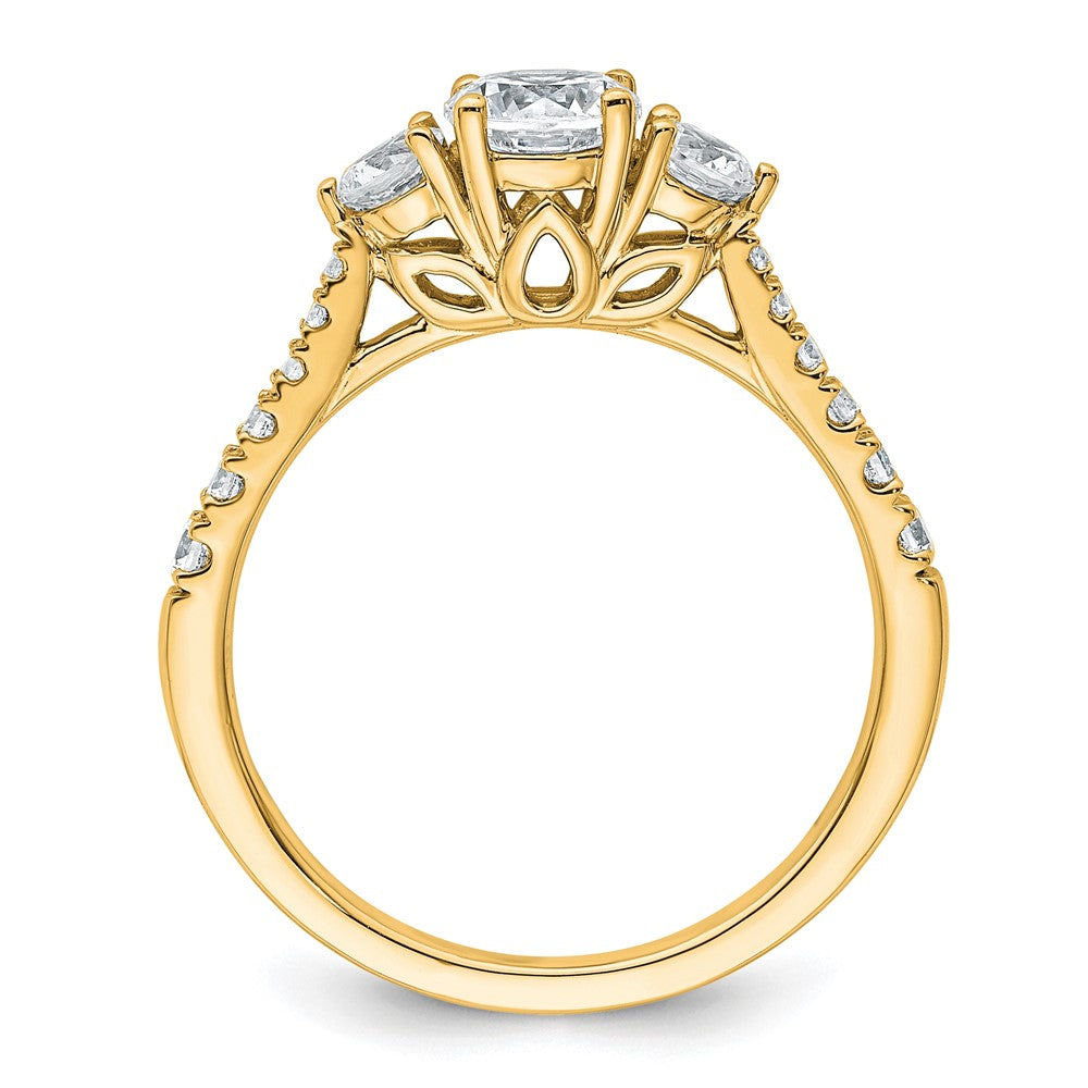 14k 1ct Certified Lab Grown Diamond VS+ F+ Round Comp 3 Stone Eng Ring