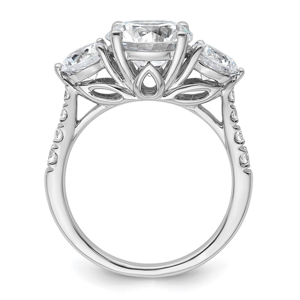 14kw 4ct Cert Lab Grown Diamond VS+ F+ Round Comp 3 Stone Eng Ring