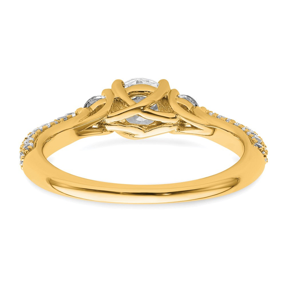 14k 1/2ct Lab Grown Diamond VS+ F+ S/M Round 3 Stone Engagement Ring