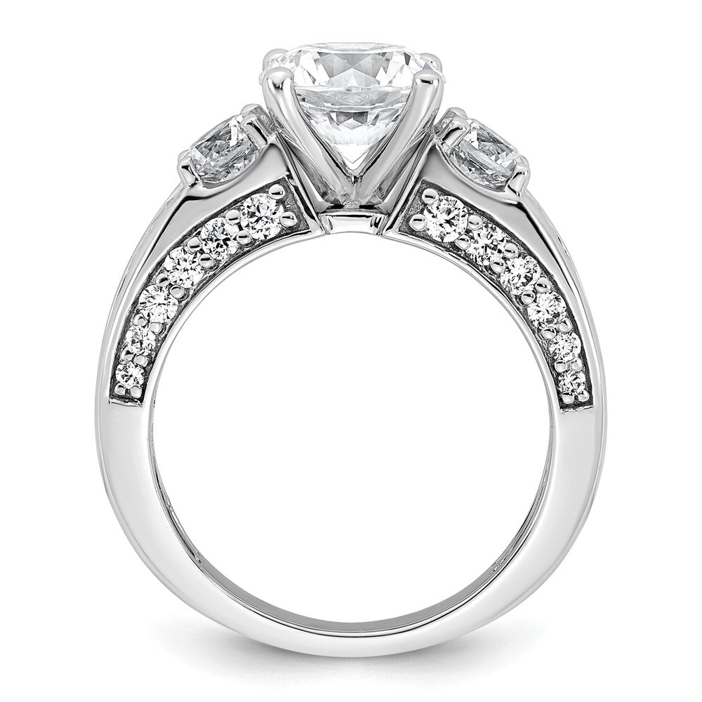 14kw 3 3/4ct Cert Lab Grown Diamond VS+ F+ Round Comp 3 Stone Eng Ring