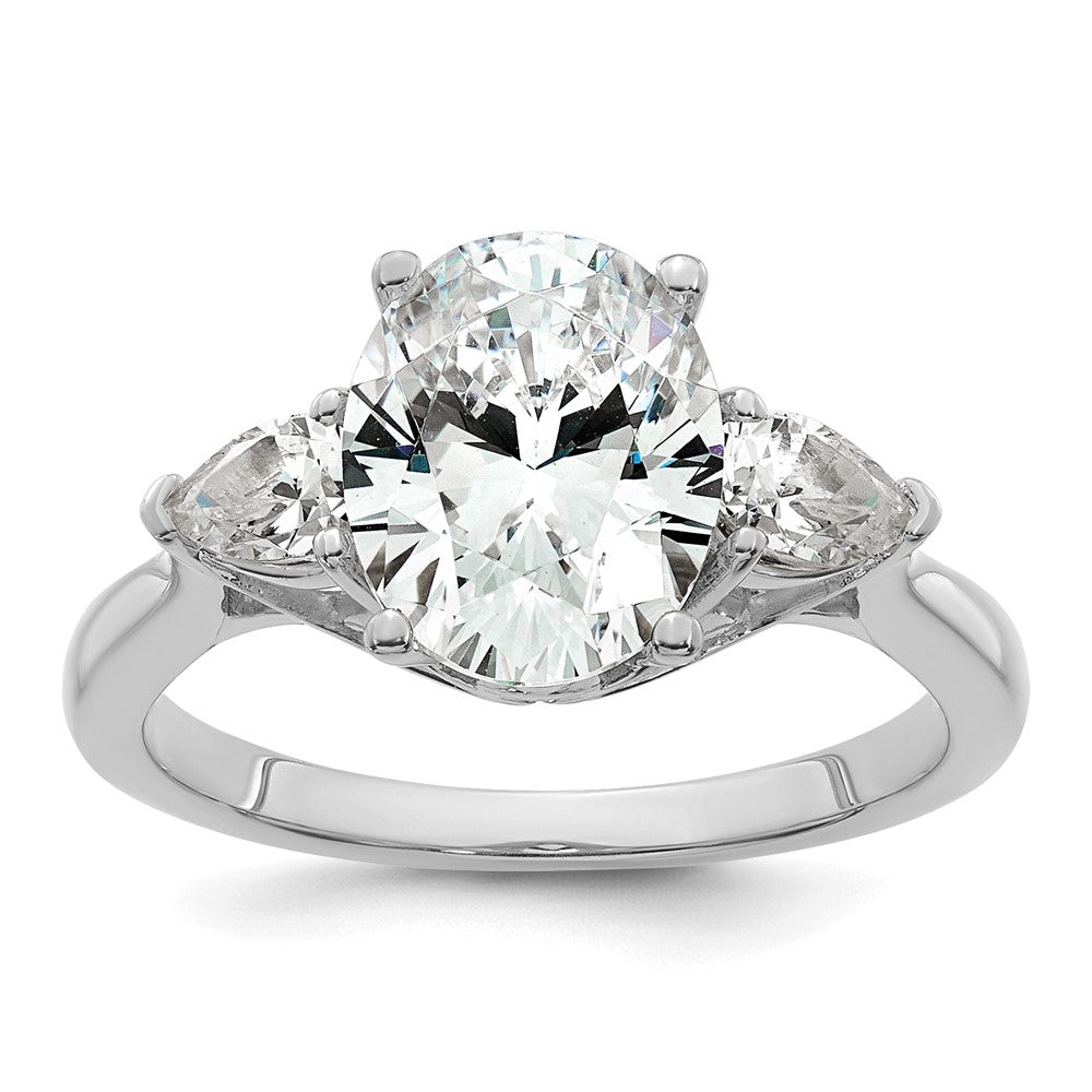 Plat 2 1/2ct Cert Lab Grown Dia VS+ F+ Oval/Pear Comp 3 Stone Eng Ring