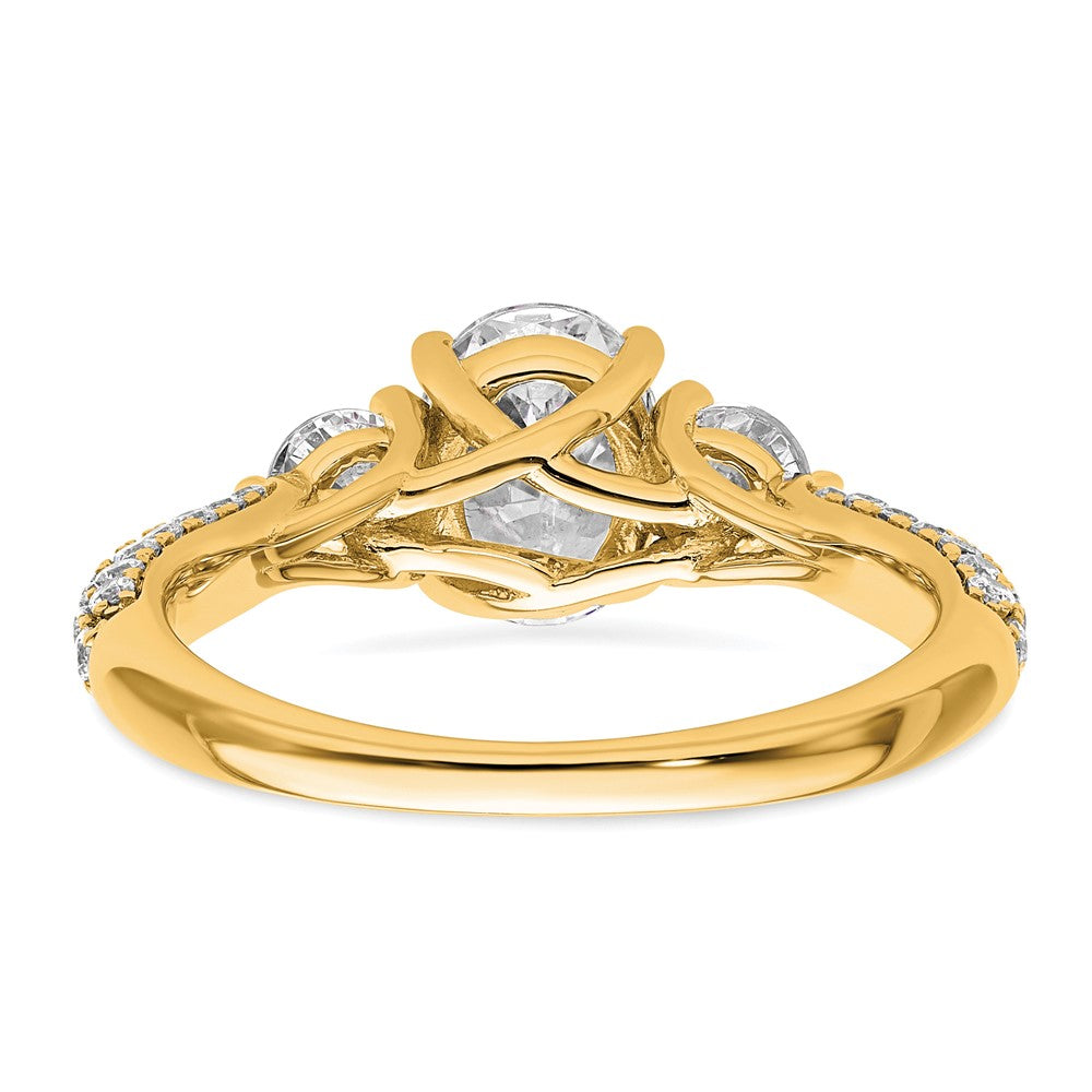 14k 3/4ct Lab Grown Diamond VS+ F+ Oval&Round S/M 3 Stone Eng Ring