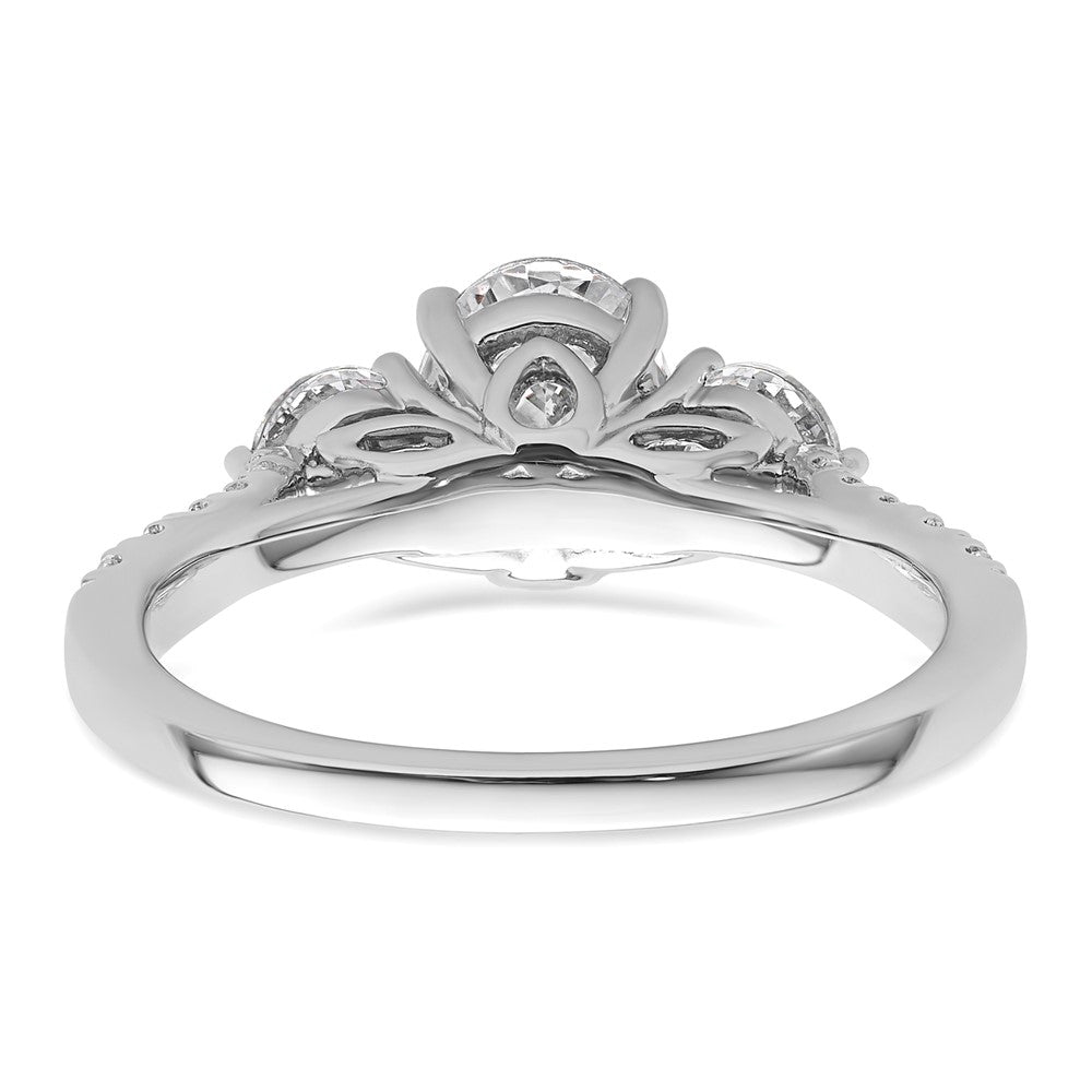 14kw 3/4ct Lab Grown Diamond VS+ F+ Oval&Round S/M 3 Stone Eng Ring
