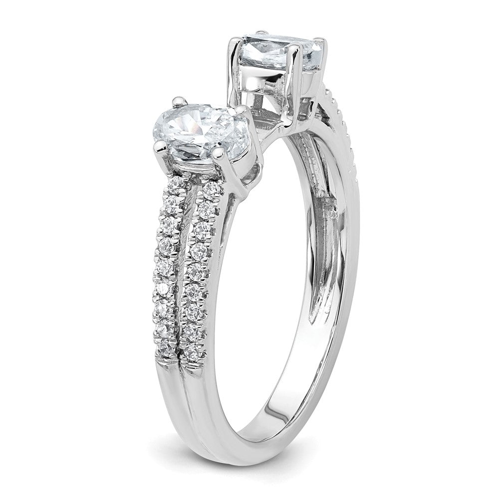 14kw 2 5/8ct Cert Lab Grown Diamond VS+ F+ Oval Comp 3 Stone Eng Ring