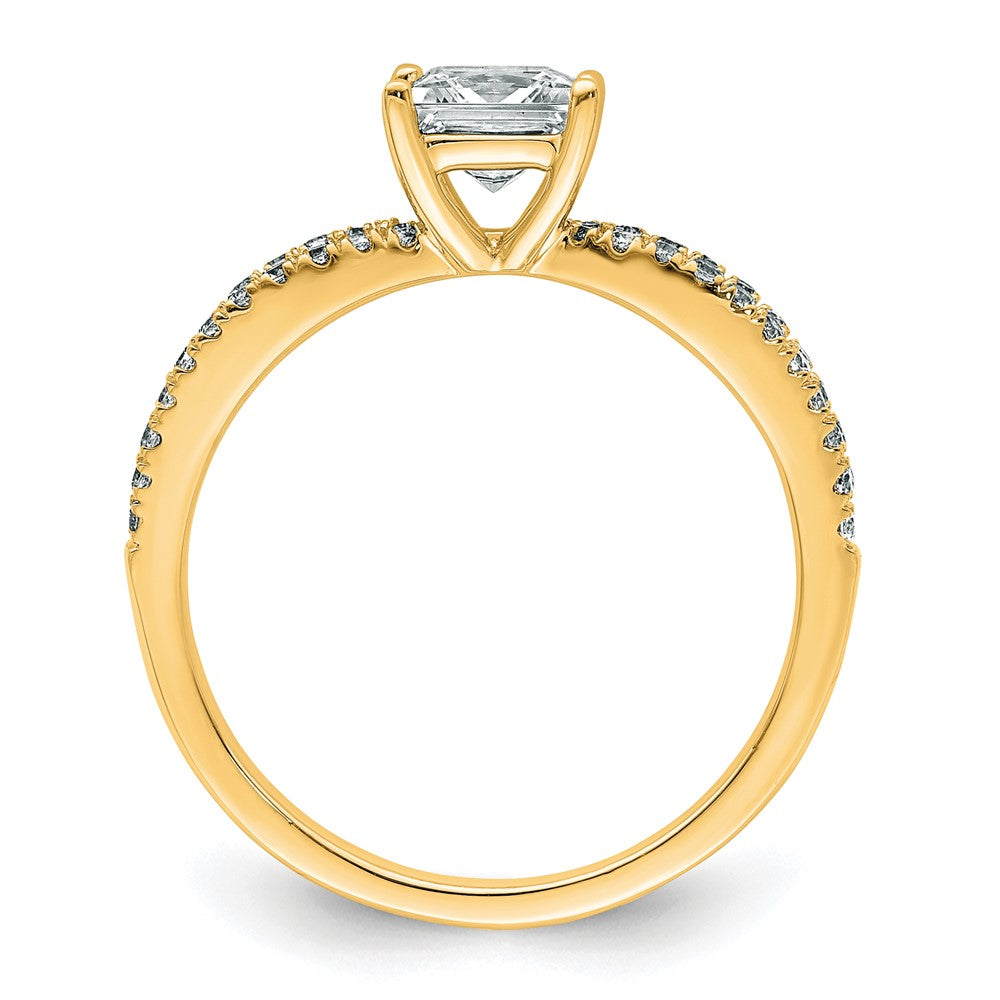 14k 1 1/4 carat Lab Grown Diamond VS+ F+ Princess Semi-mnt Eng Ring