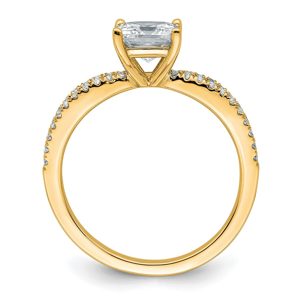 14k 1 1/2 carat Lab Grown Diamond VS+ F+ Princess Semi-mnt Eng Ring