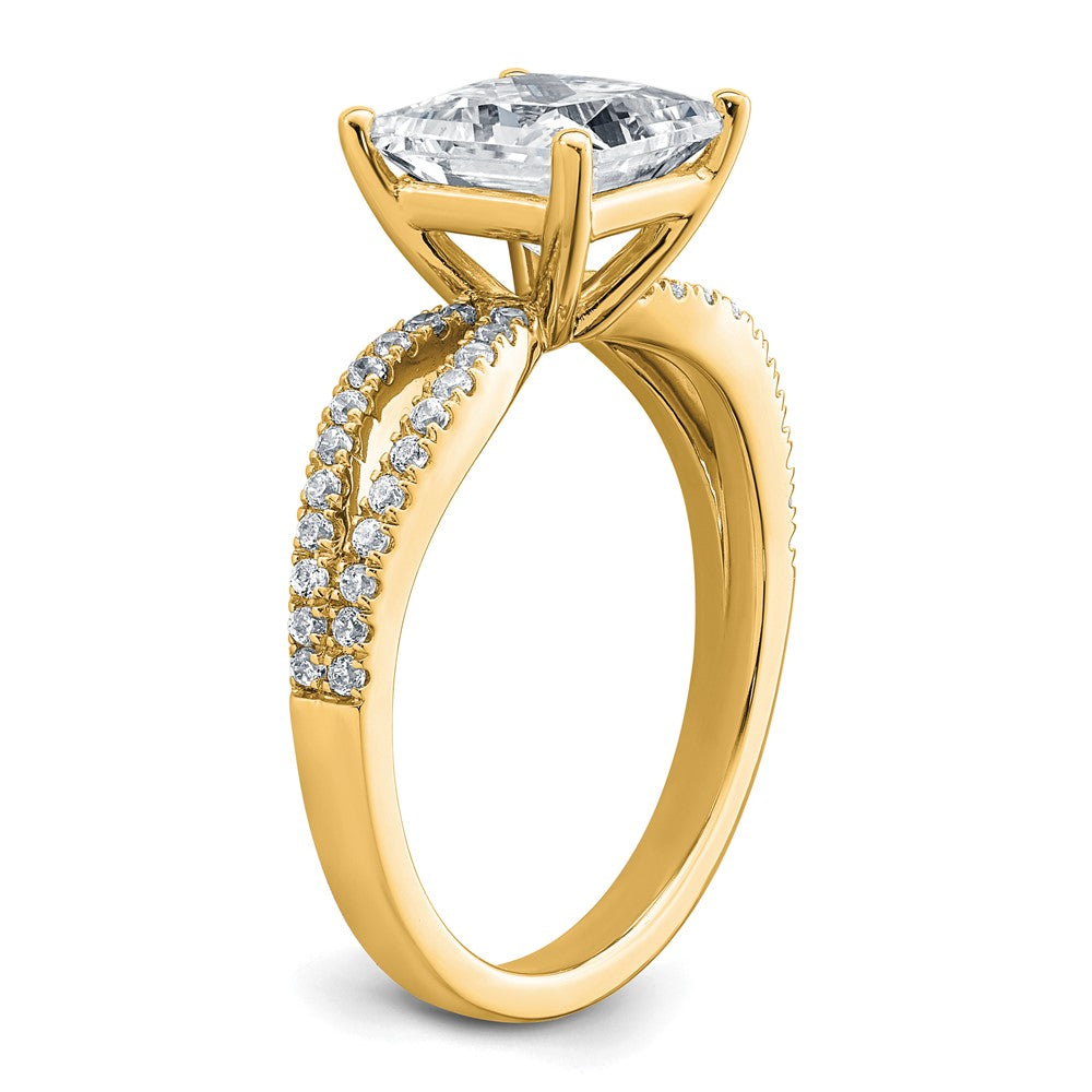 14k 1/4 carat Lab Grown Diamond VS+ F+ Princess Semi-mnt Eng Ring