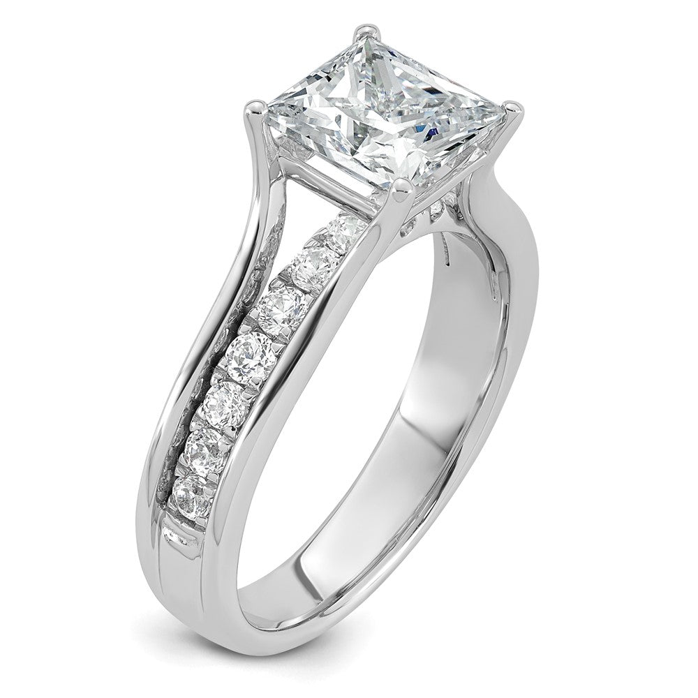 14k White Gold 2 1/2ct Cert Lab Grown Dia VS+ F+ Princess Comp Eng Ring