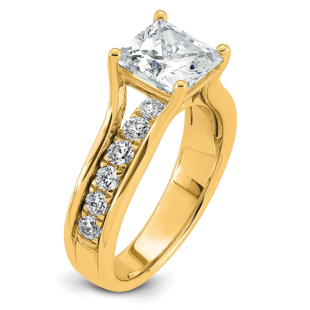 14k 3 1/6ct Certified Lab Grown Diamond VS+ F+ Princess Complete Eng Ring